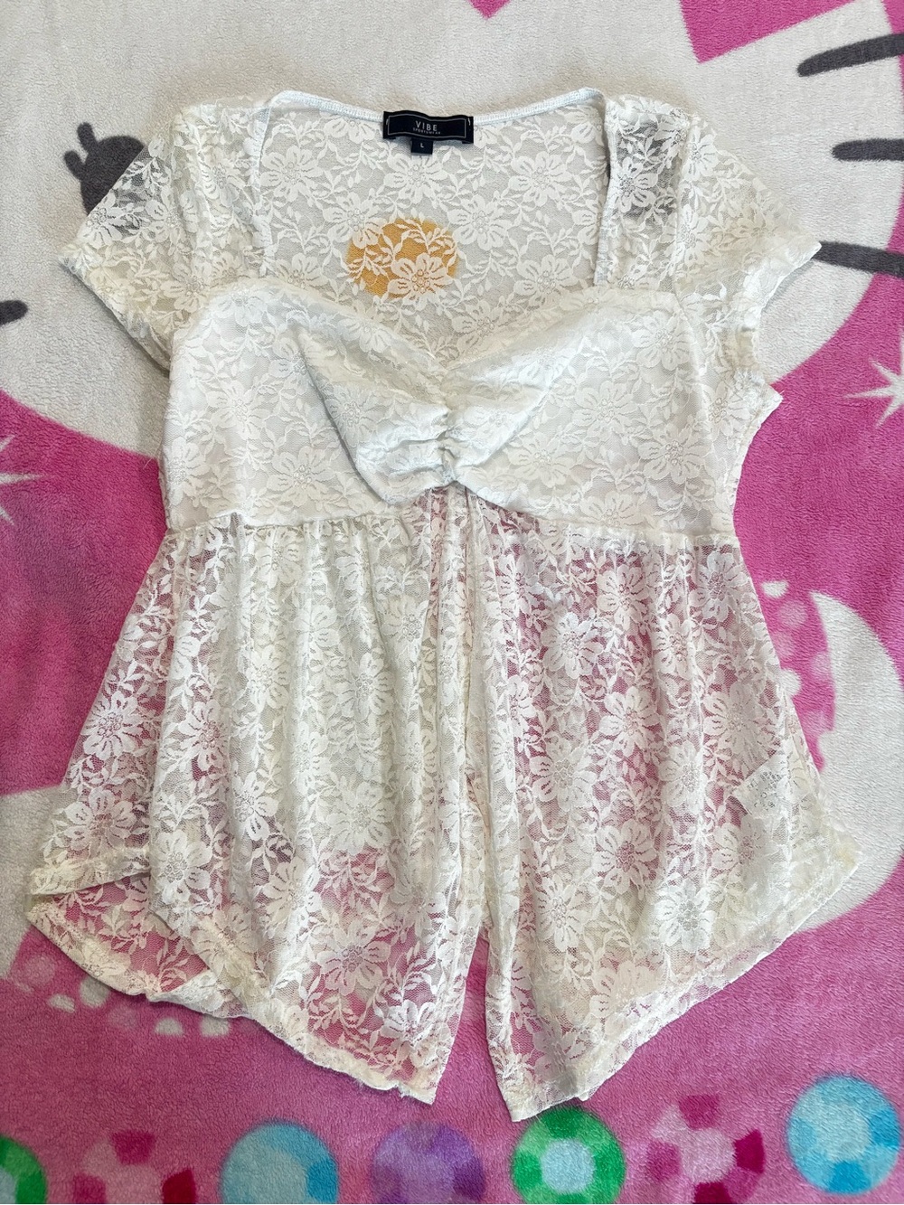 Vibe White Lace Babydoll Top